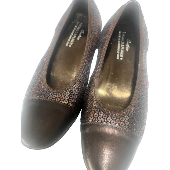 Donald J Pliner Couture Bronzed Sequin Ballet Flats 6 - Picture 4 of 6